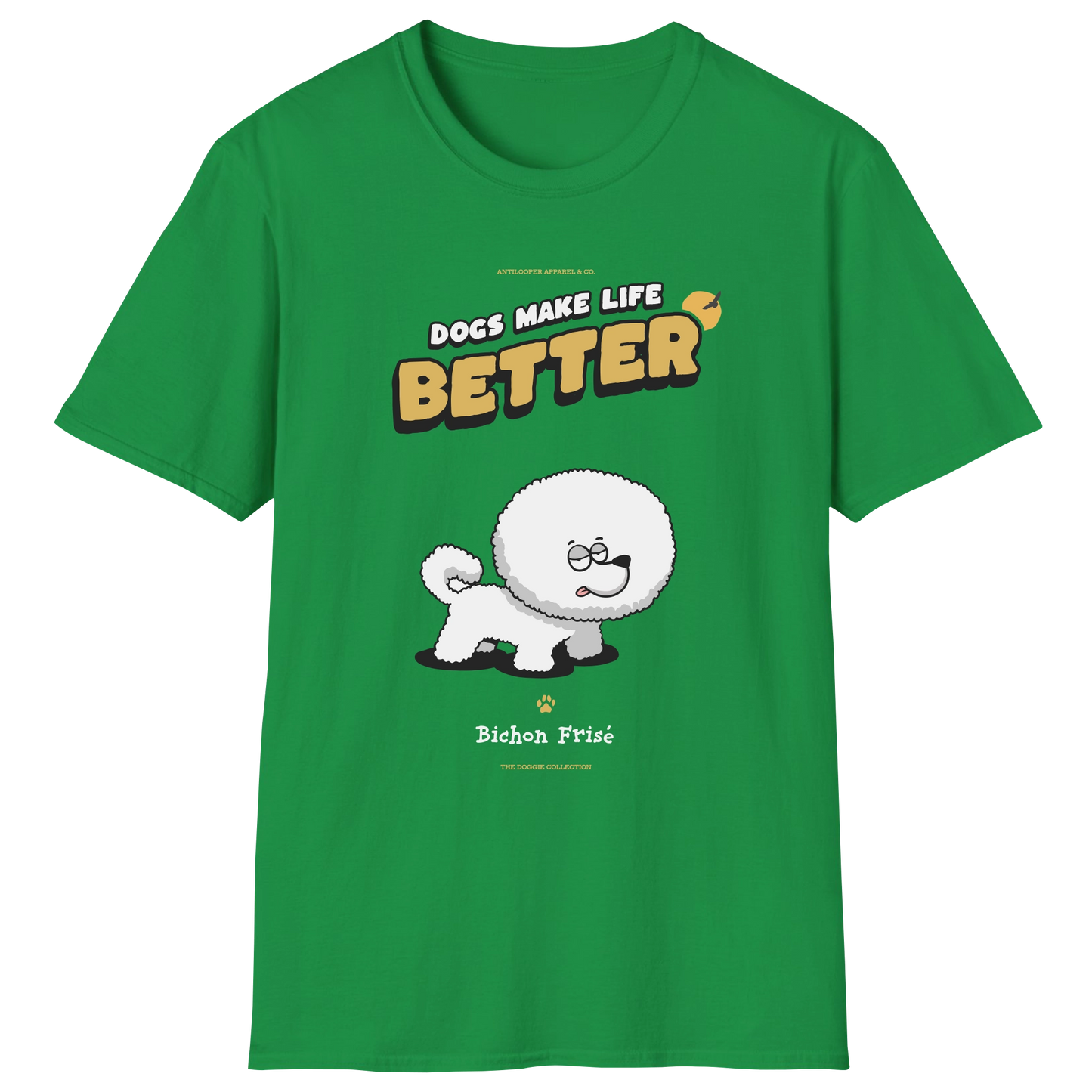 flatlay-doggie-bichon_frise-t_shirt-irish_green