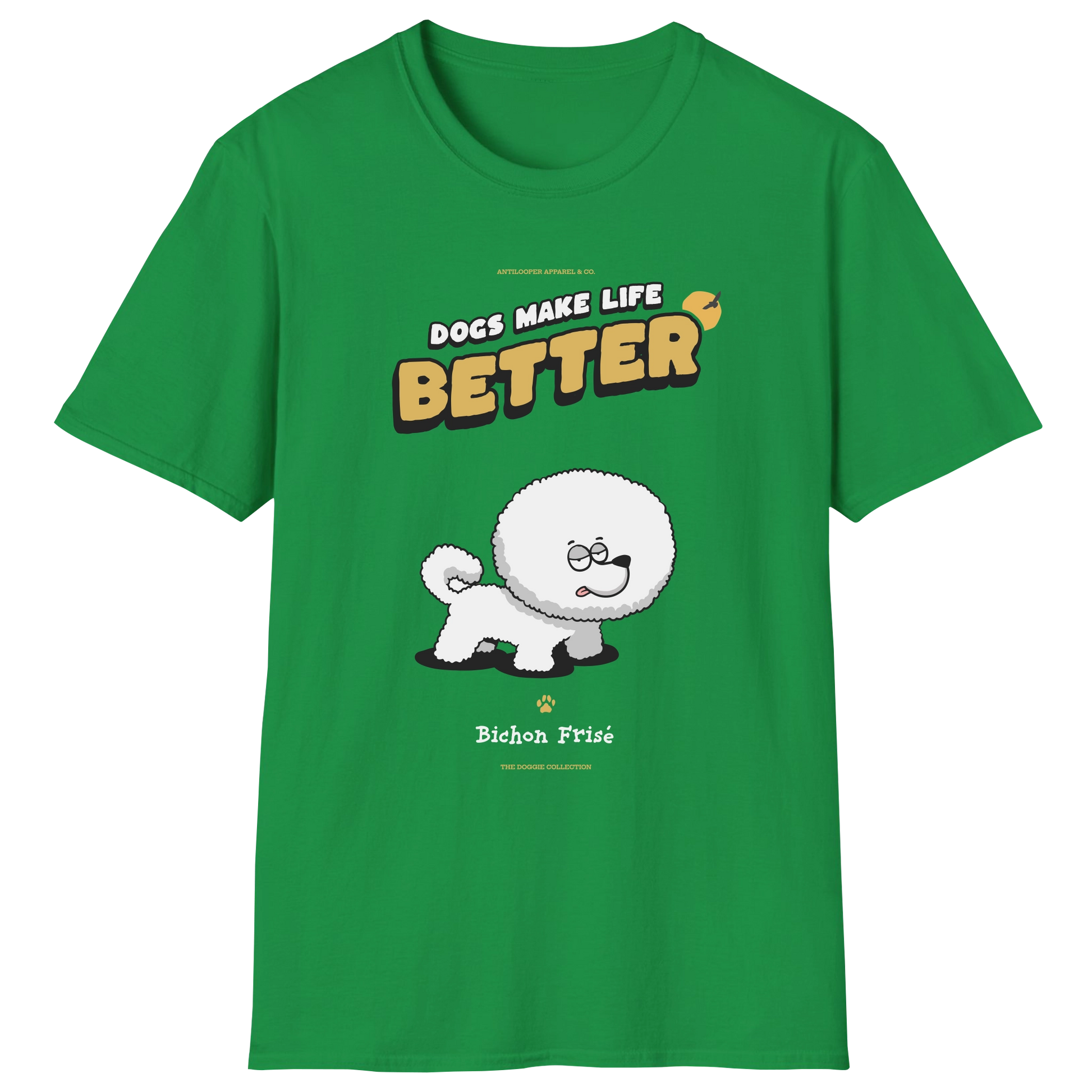 flatlay-doggie-bichon_frise-t_shirt-irish_green