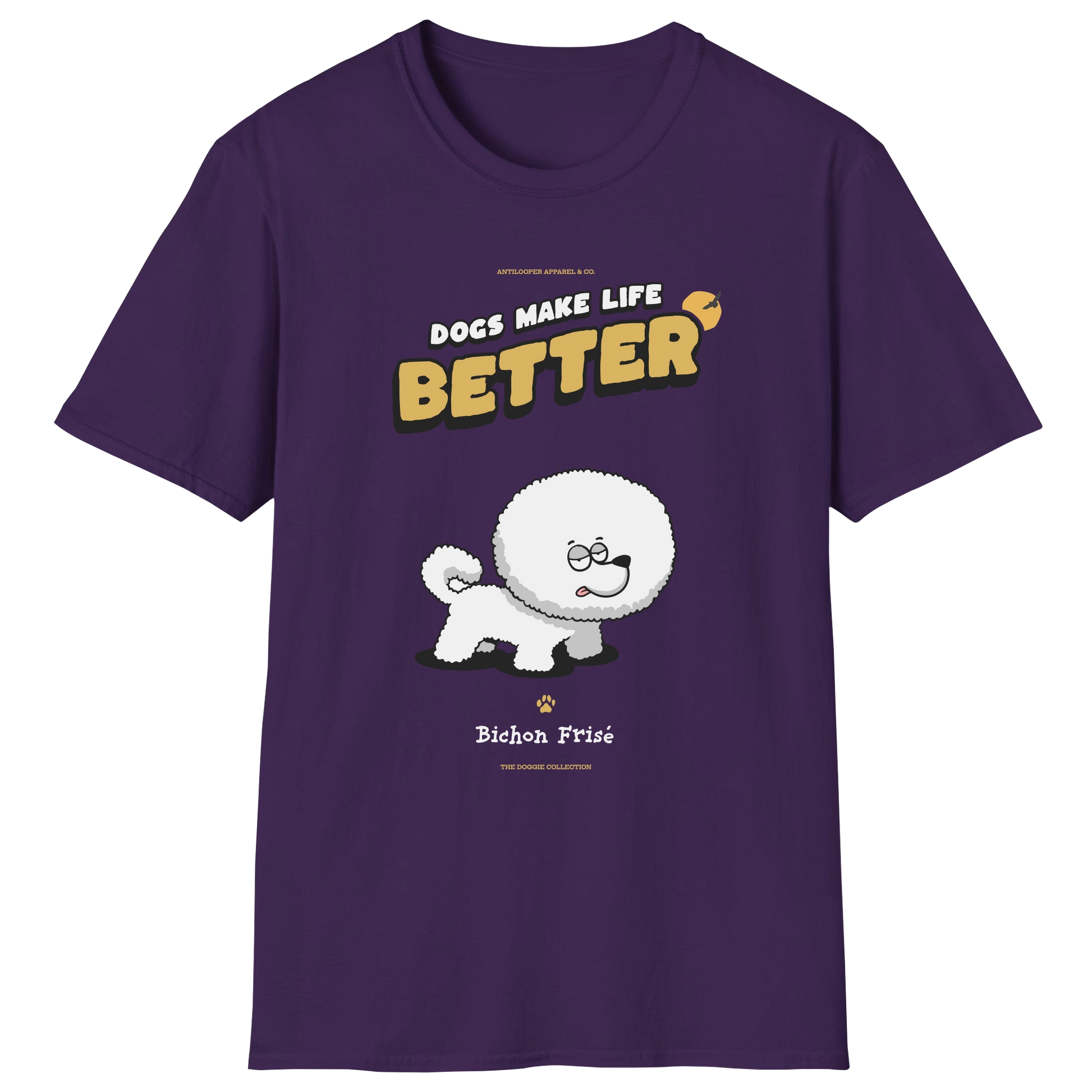 flatlay-doggie-bichon_frise-t_shirt-purple