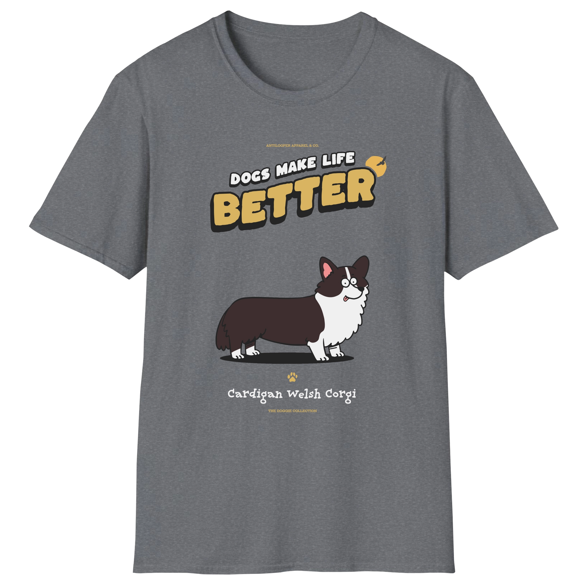 flatlay-doggie-cardigan_welsh_corgi-t_shirt-graphite_heather