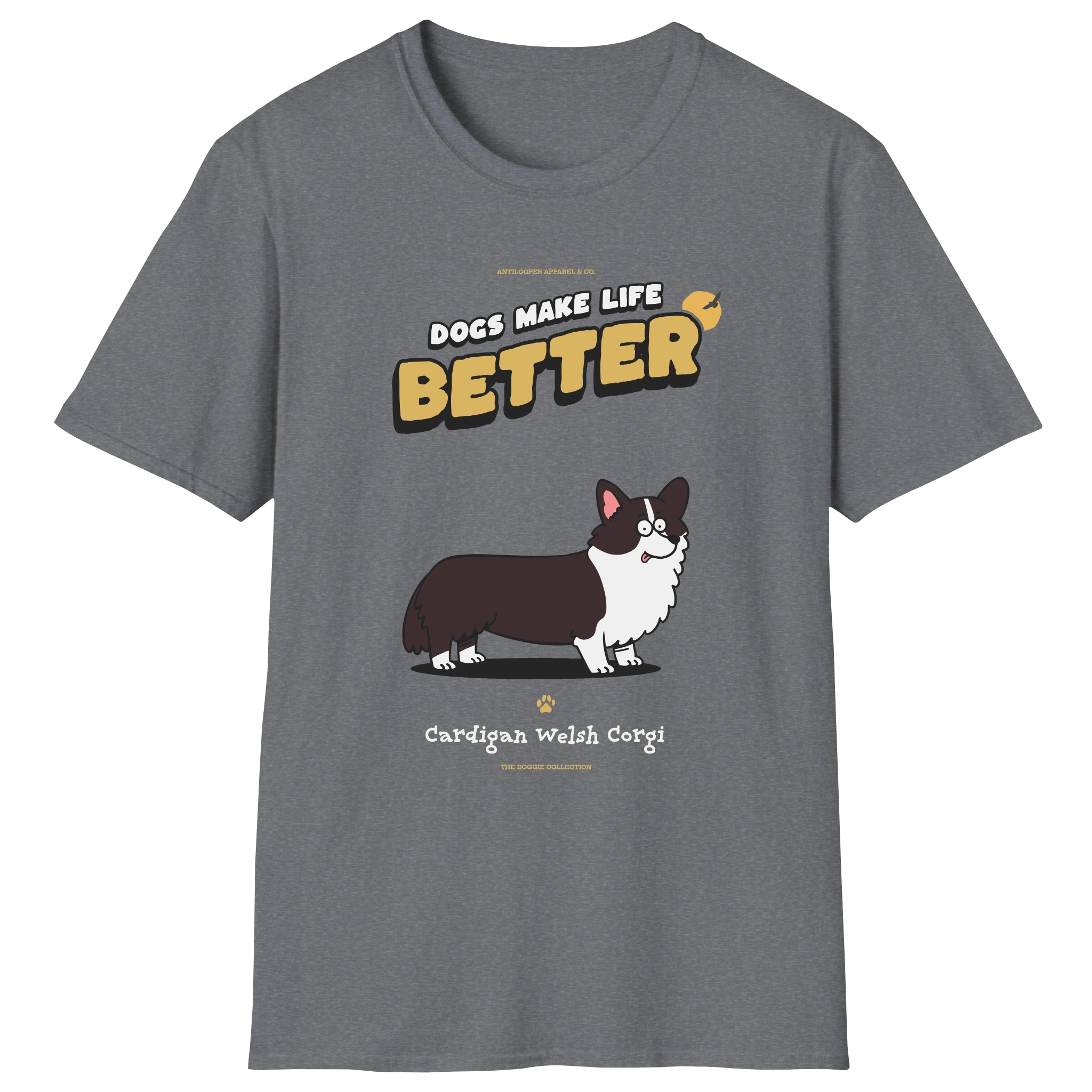 flatlay-doggie-cardigan_welsh_corgi-t_shirt-graphite_heather