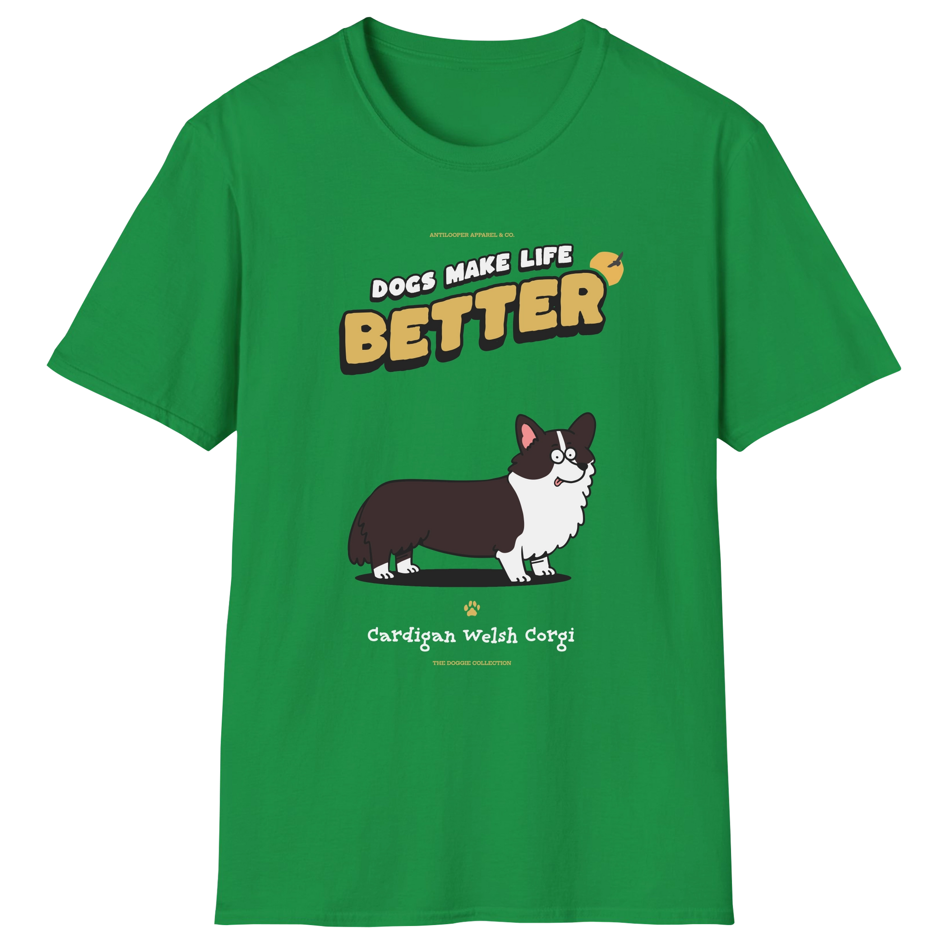 flatlay-doggie-cardigan_welsh_corgi-t_shirt-irish_green
