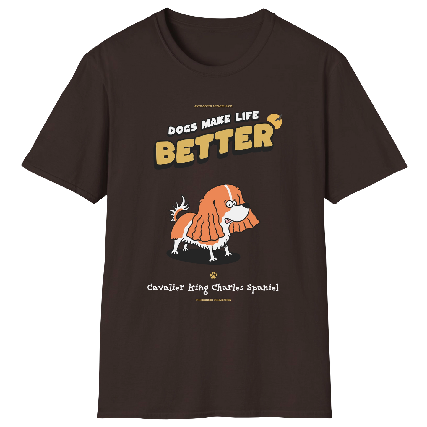 flatlay-doggie-cavalier_king_charles_spaniel-t_shirt-dark_chocolate
