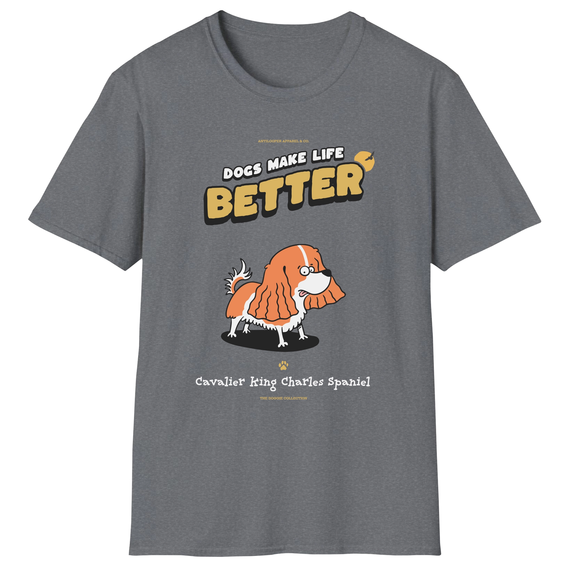 flatlay-doggie-cavalier_king_charles_spaniel-t_shirt-graphite_heather