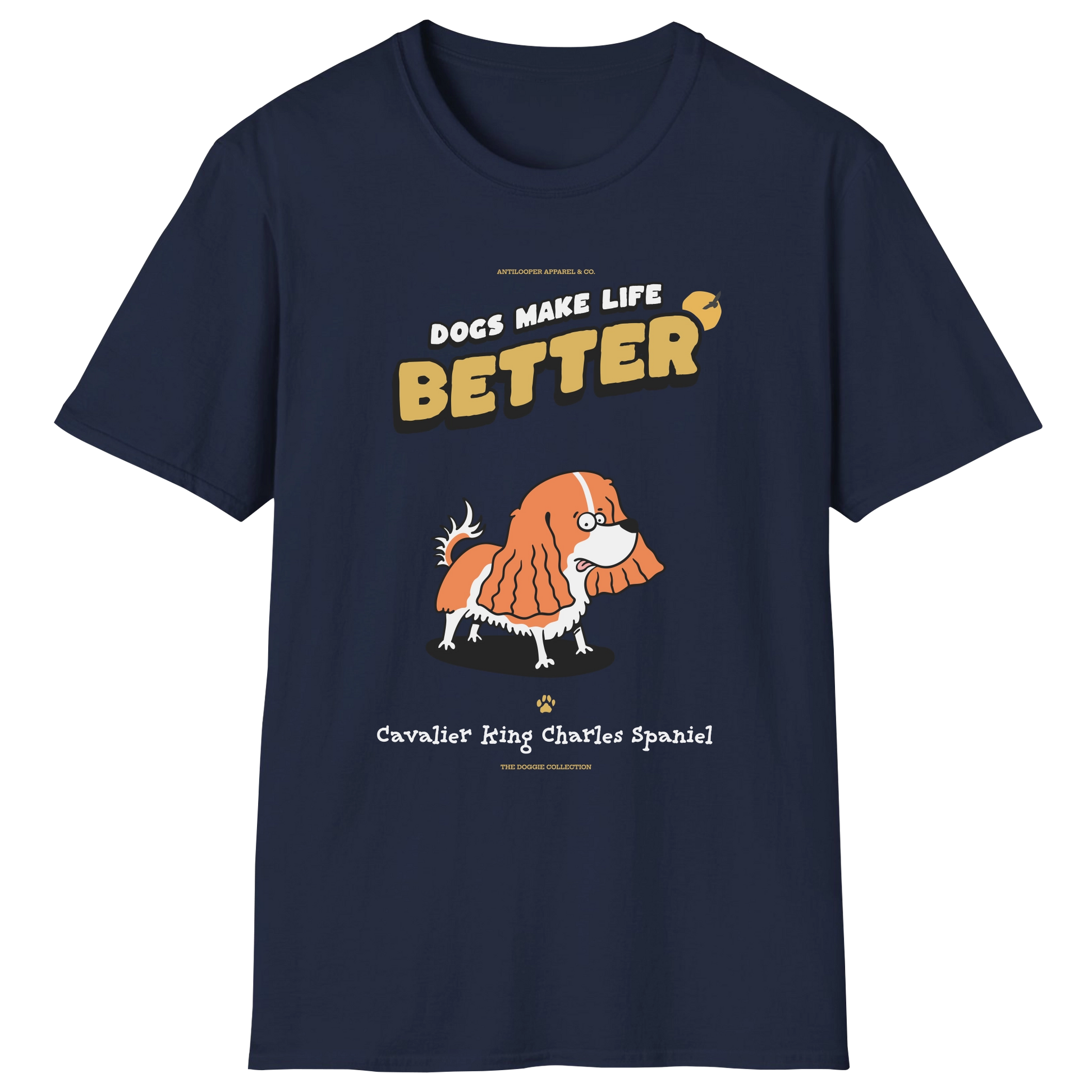 flatlay-doggie-cavalier_king_charles_spaniel-t_shirt-navy