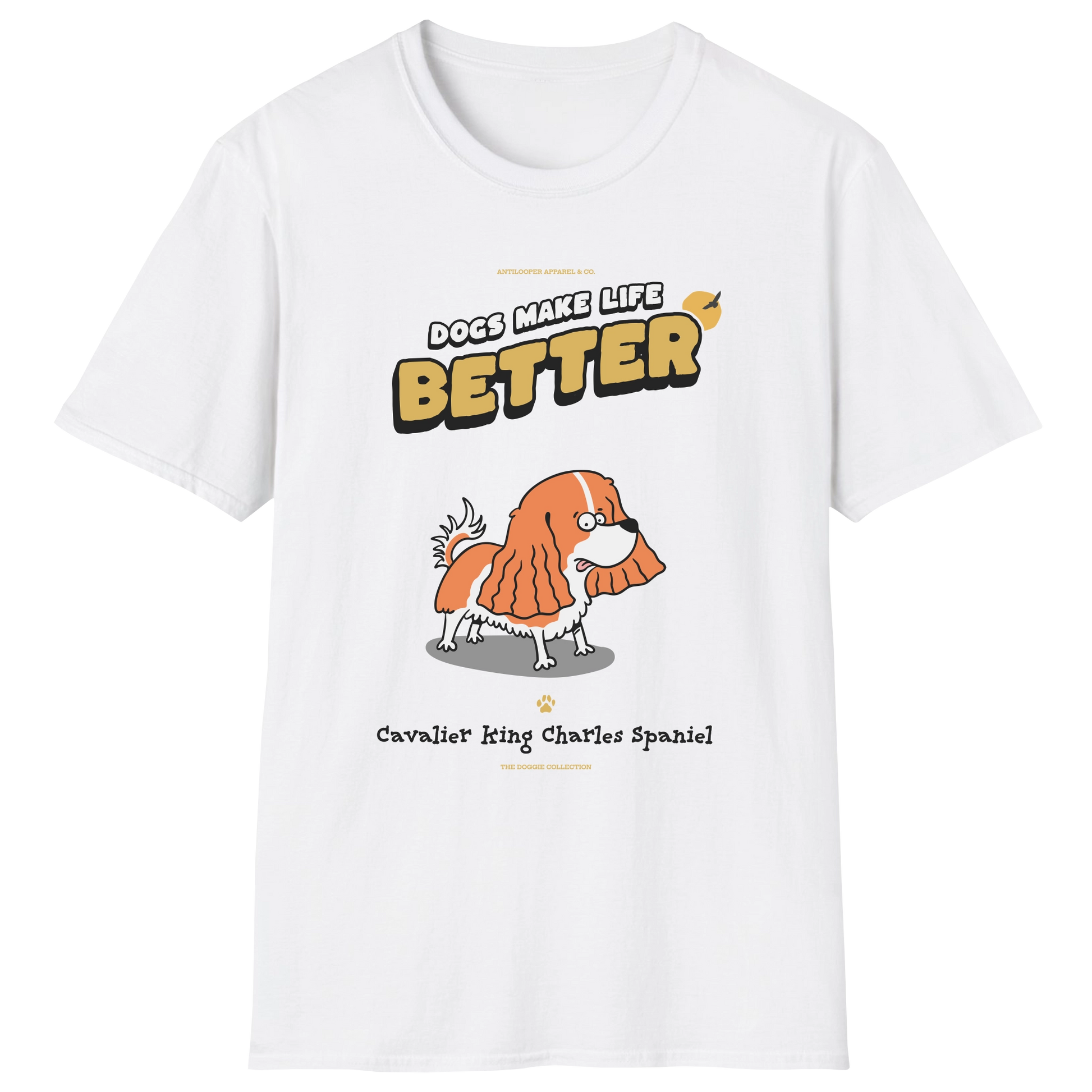 flatlay-doggie-cavalier_king_charles_spaniel-t_shirt-white