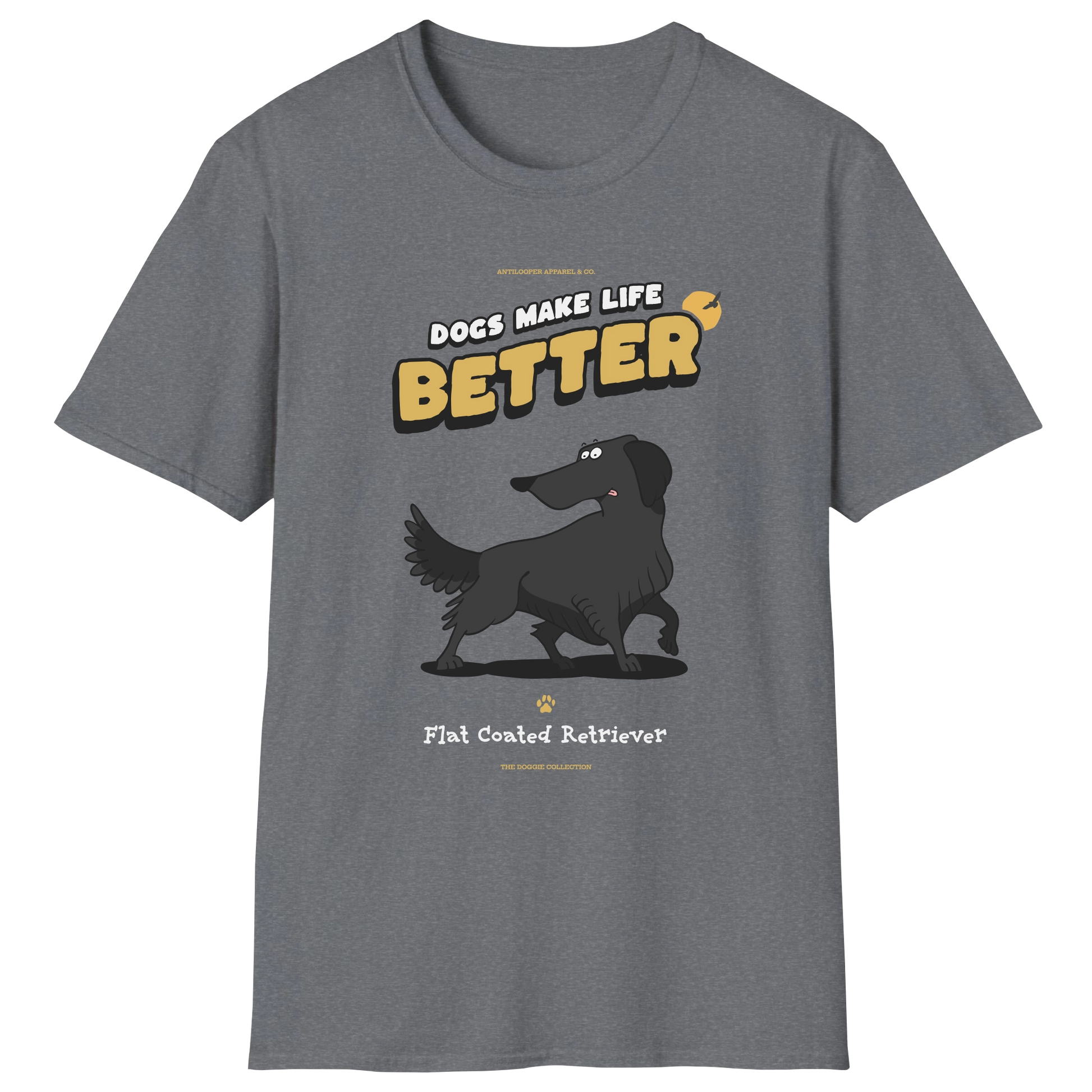 flatlay-doggie-flat_coated_retriever-t_shirt-graphite_heather