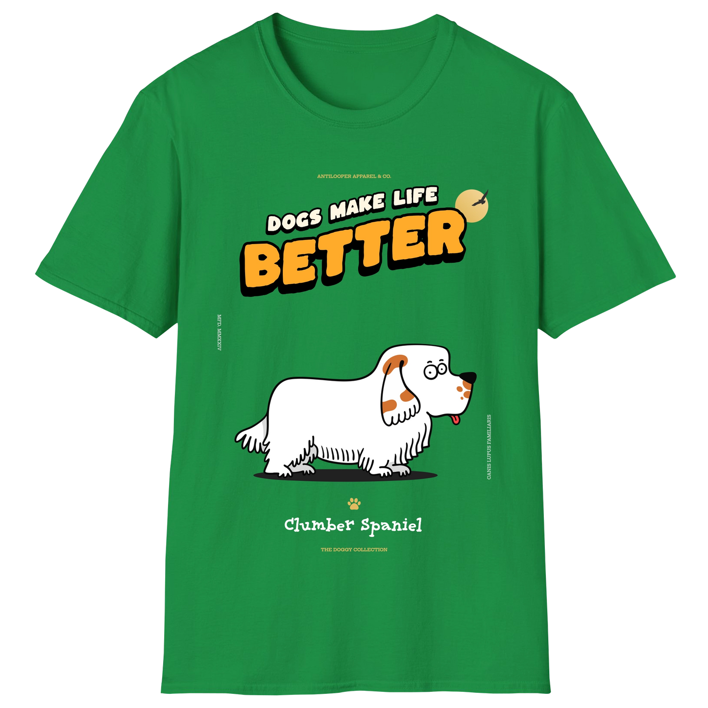 flatlay-doggy-clumber_spaniel-irish_green