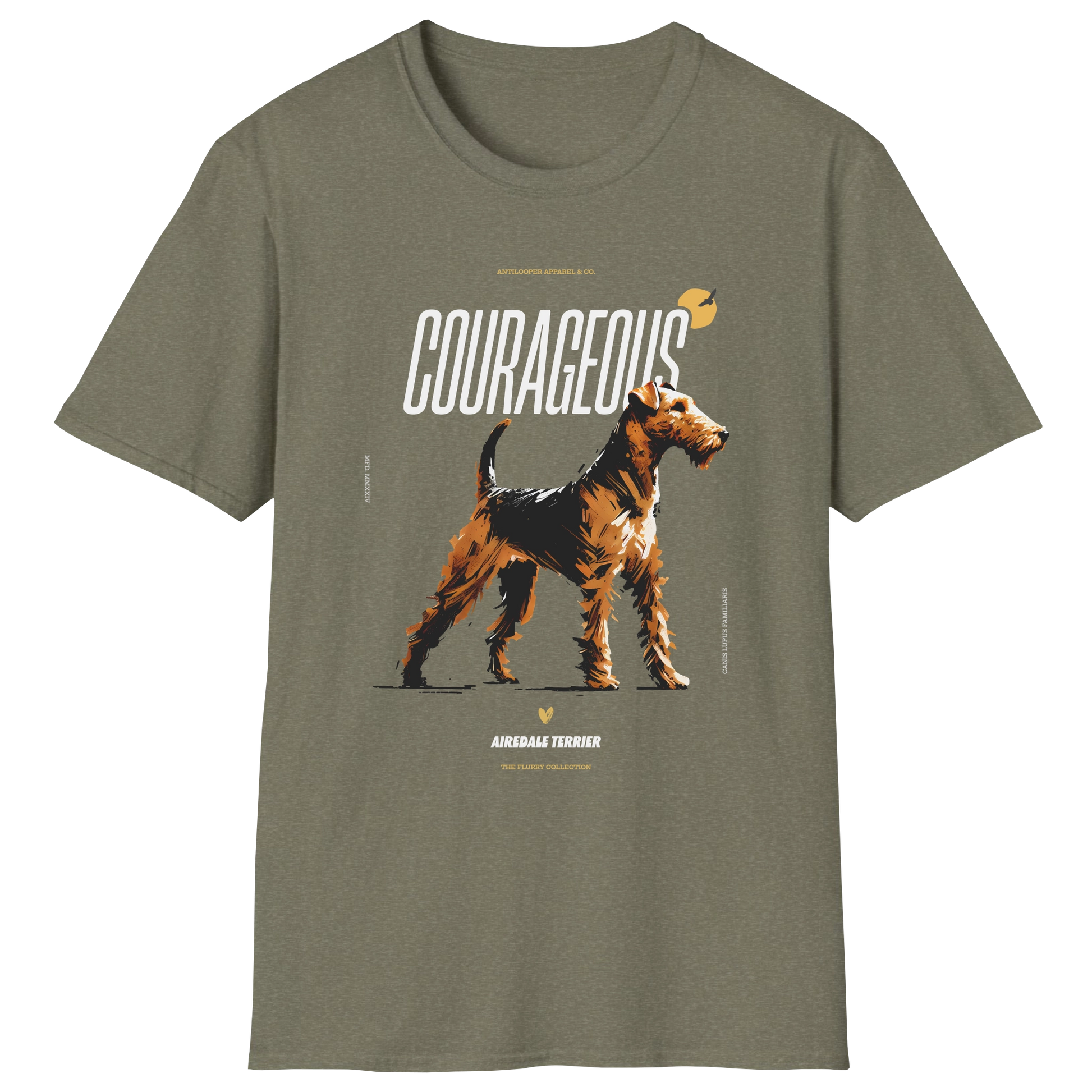 flatlay-flurry-airedale_terrier-t_shirt-heather_military_green
