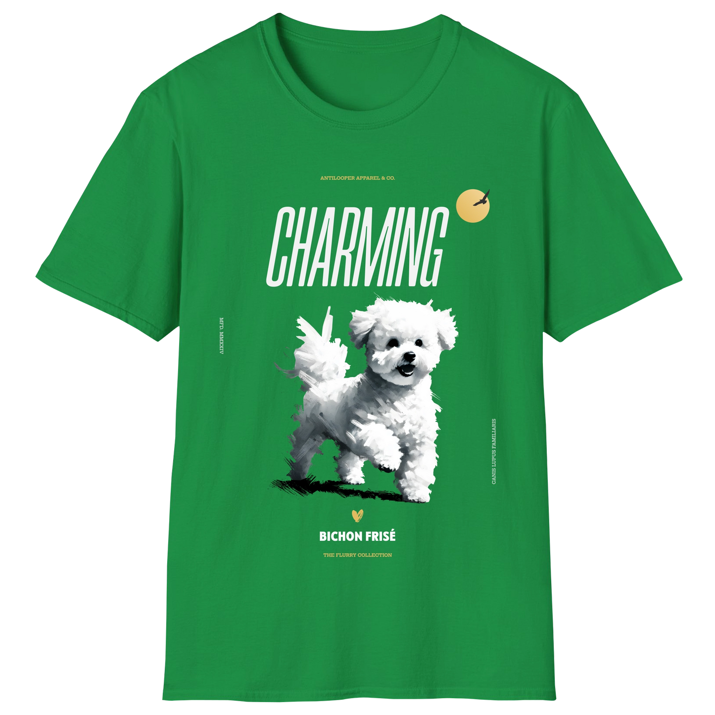 flatlay-flurry-bichon_frise-walking-irish_green