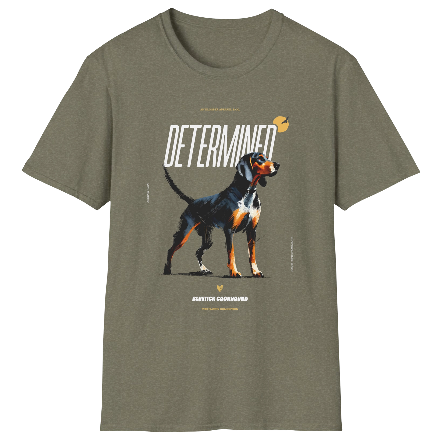 flatlay-flurry-bluetick_coonhound-t_shirt-heather_military_green