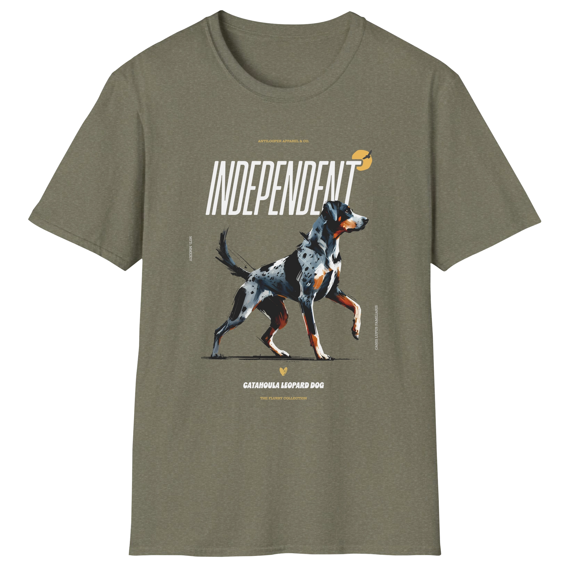 flatlay-flurry-catahoula_leopard_dog-t_shirt-heather_military_green