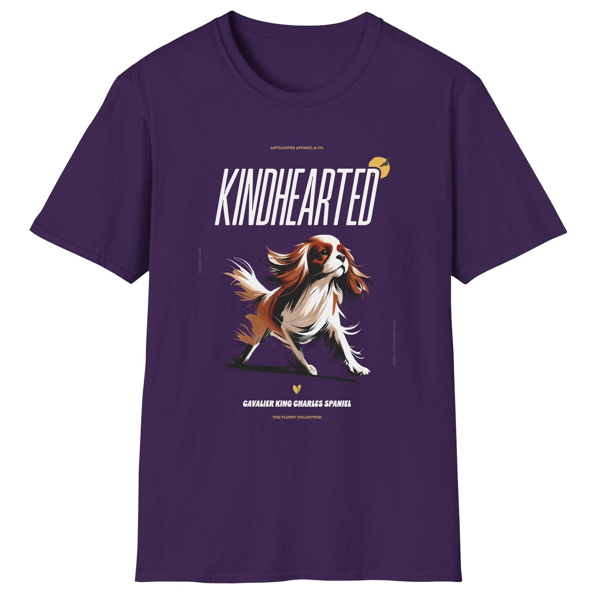 flatlay-flurry-cavalier_king_charles_spaniel-t_shirt-purple