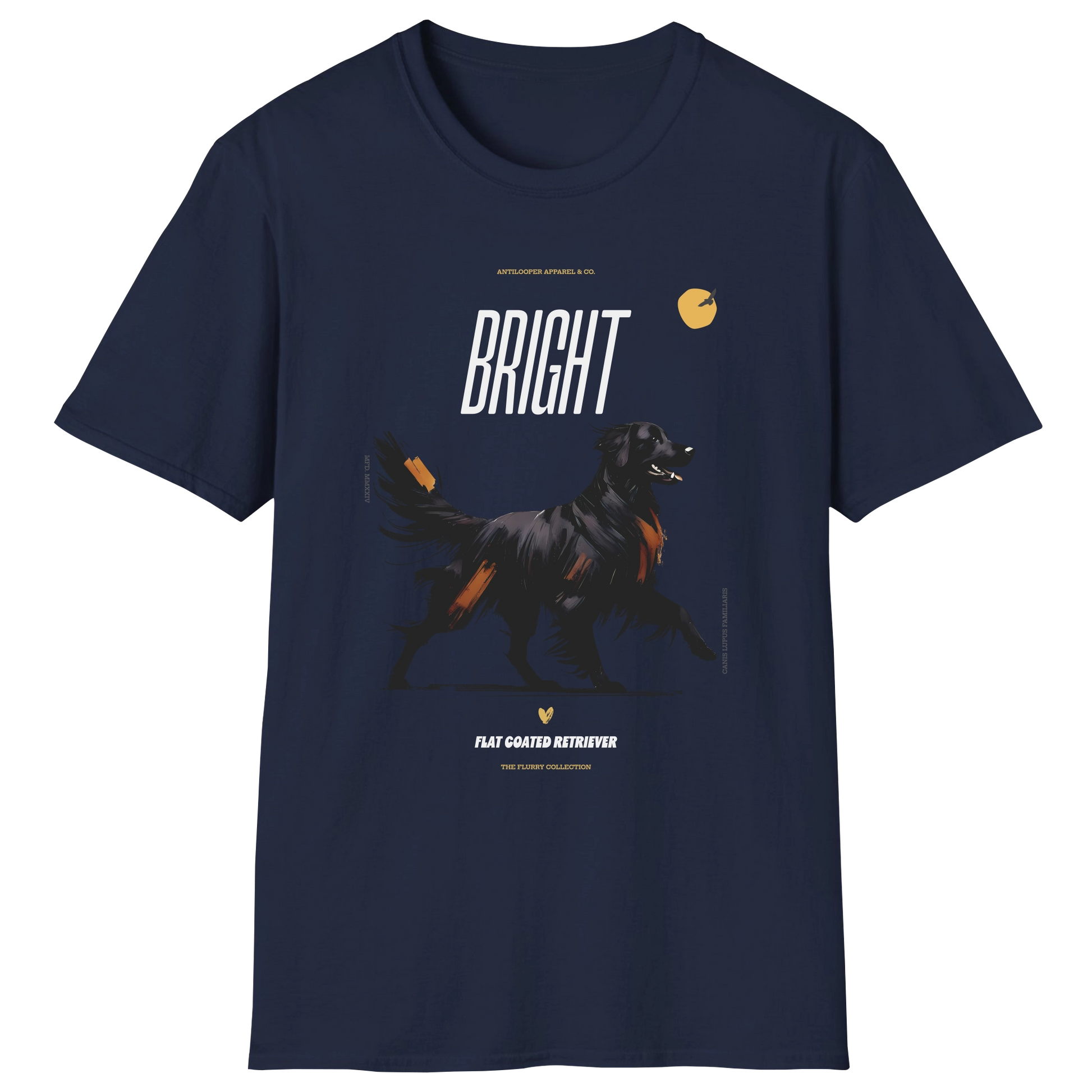 flatlay-flurry-flat_coated_retriever-t_shirt-navy