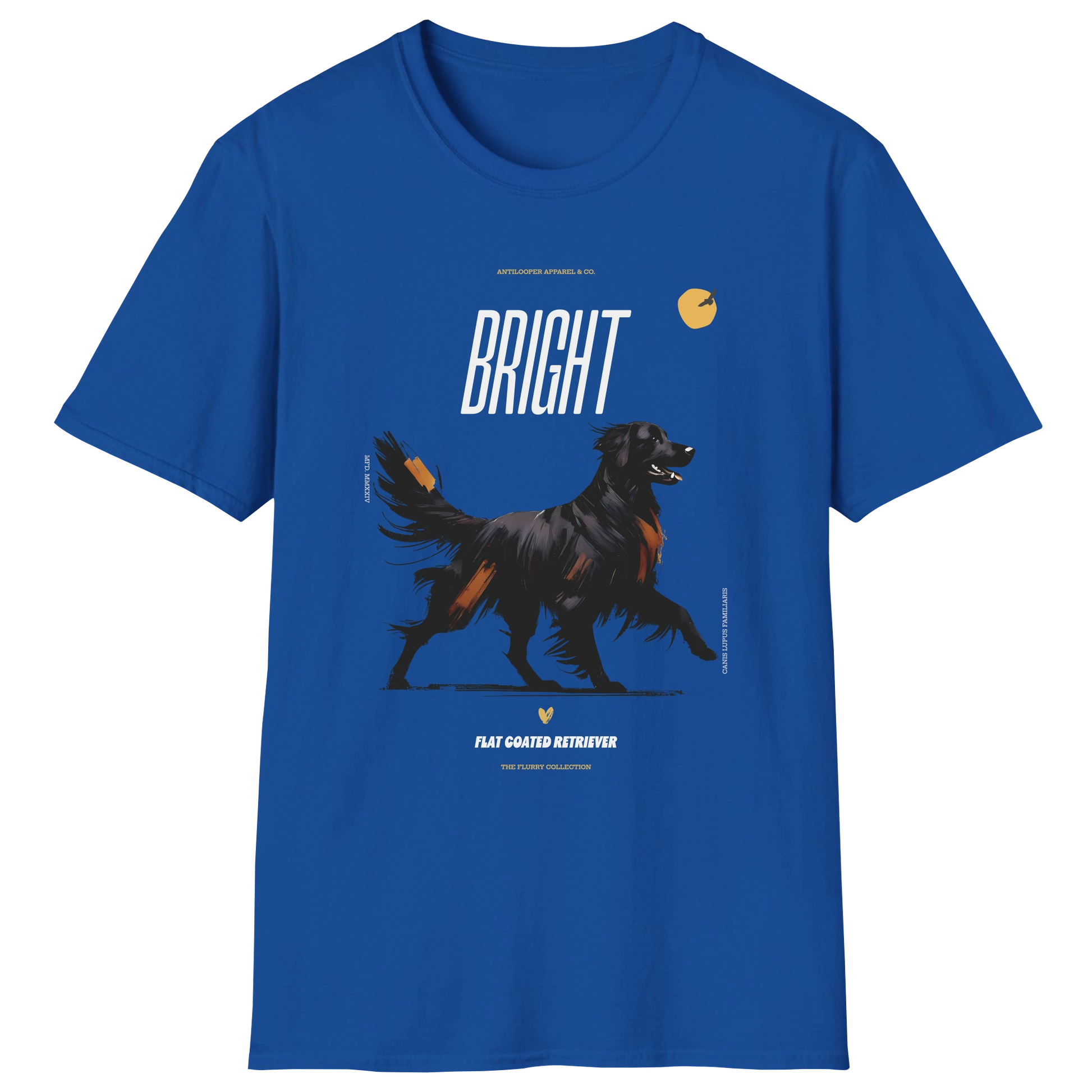 flatlay-flurry-flat_coated_retriever-t_shirt-royal