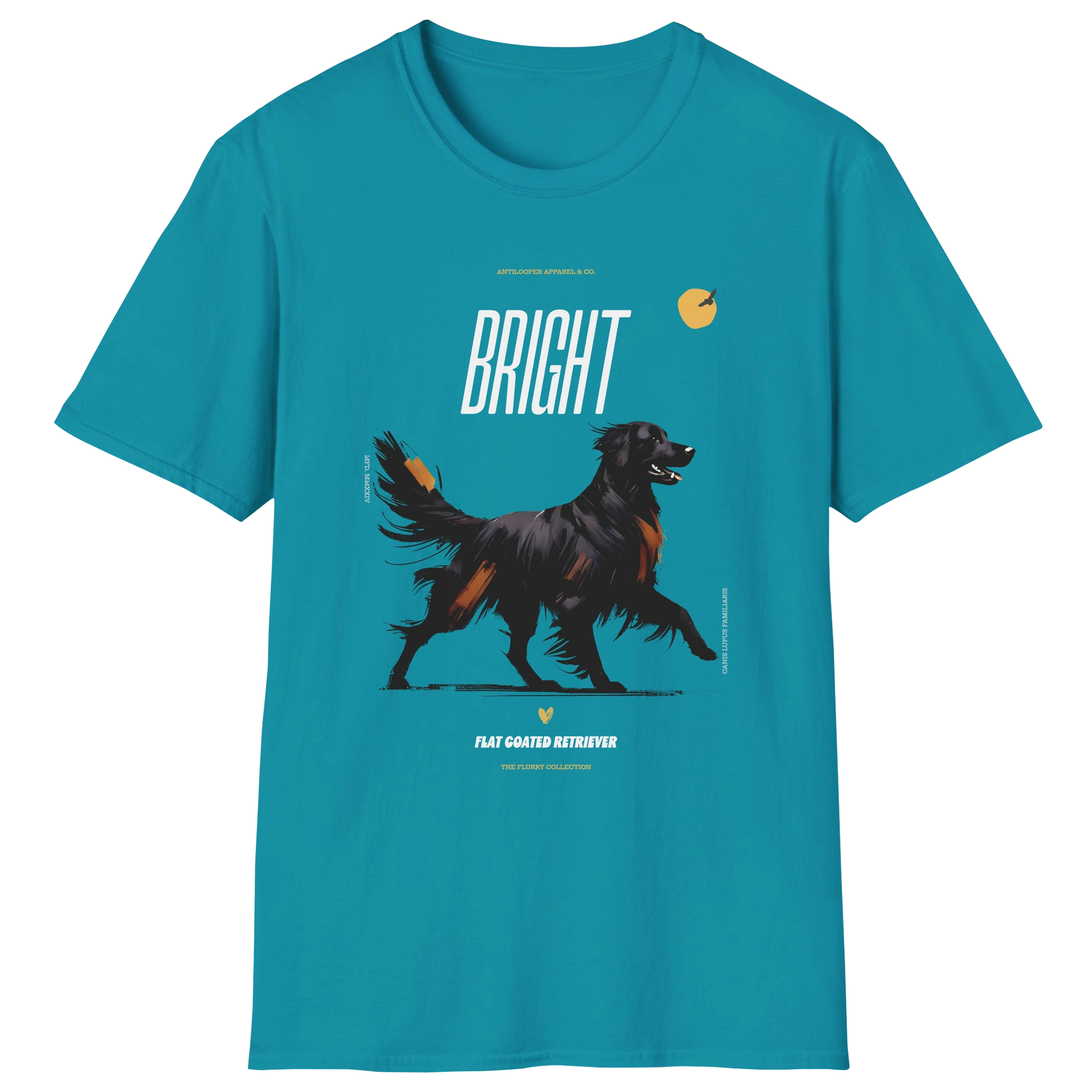 flatlay-flurry-flat_coated_retriever-t_shirt-tropical_blue