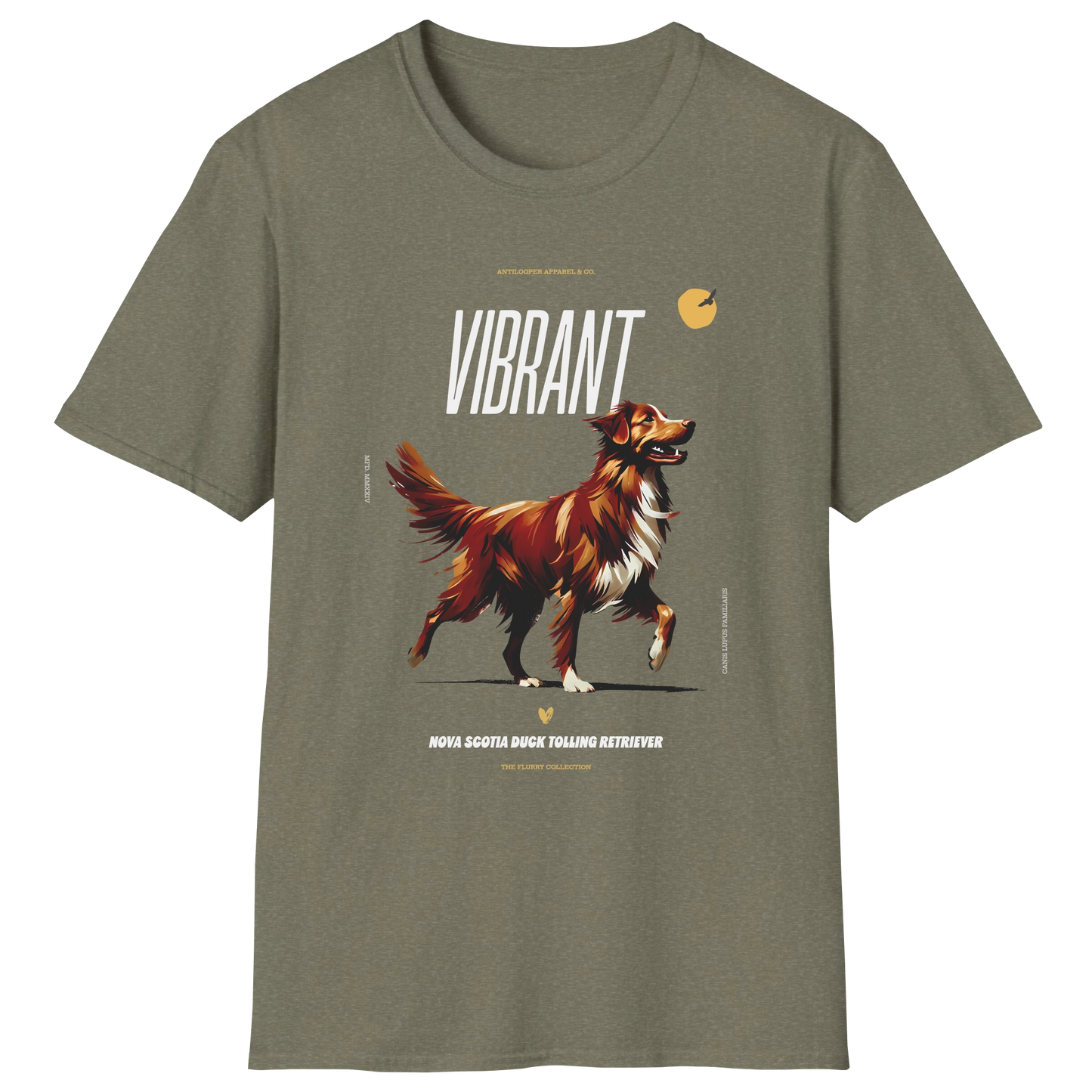 flatlay-flurry-nova_scotia_duck_tolling_retriever-t_shirt-heather_military_green