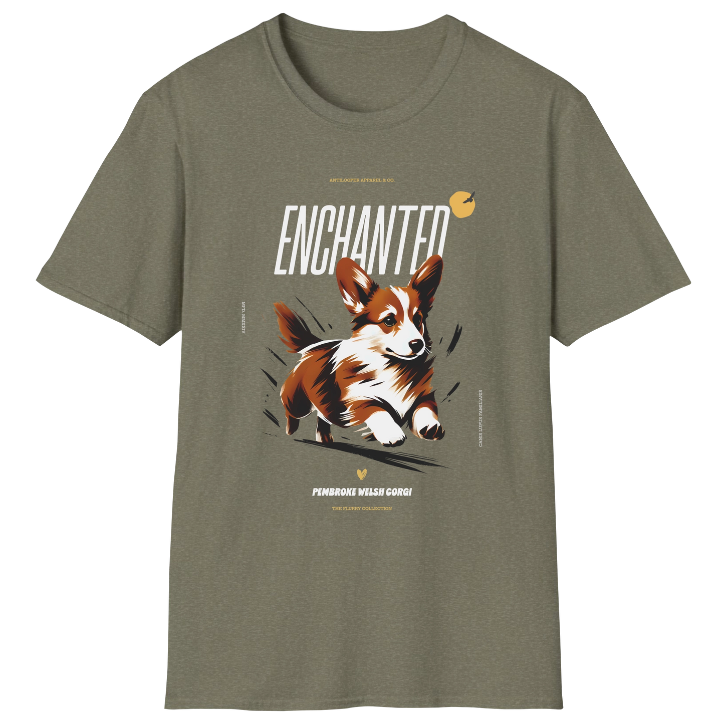 flatlay-flurry-pembroke_welsh_corgi-t_shirt-heather_military_green
