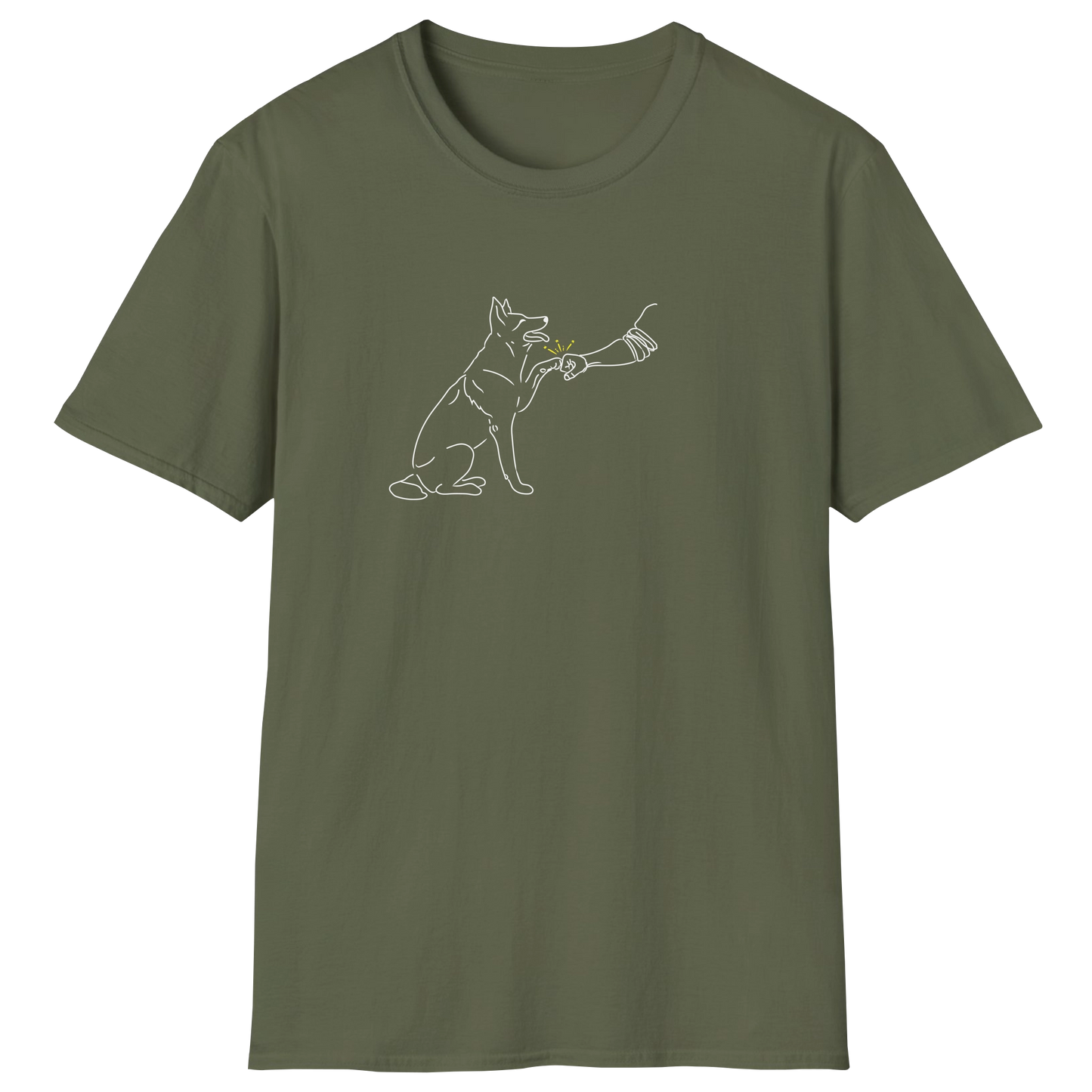 flatlay-german_shepherd-fist_bumps-t_shirt-military_green