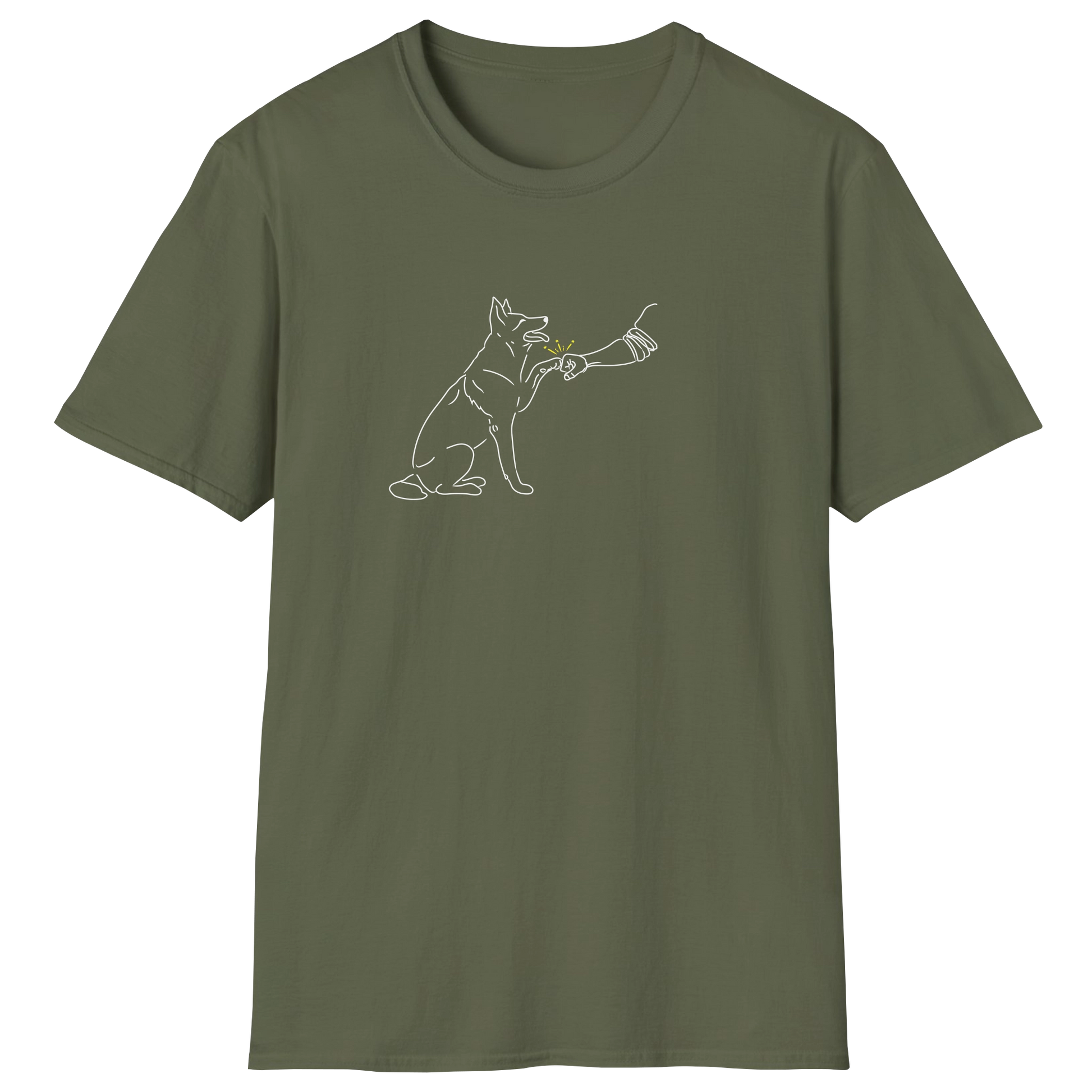 flatlay-german_shepherd-fist_bumps-t_shirt-military_green