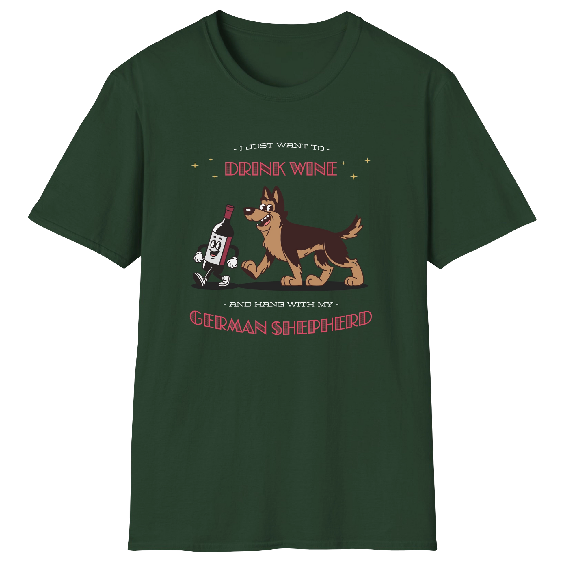 flatlay-german_shepherd-wine_lover-t_shirt-forest_green