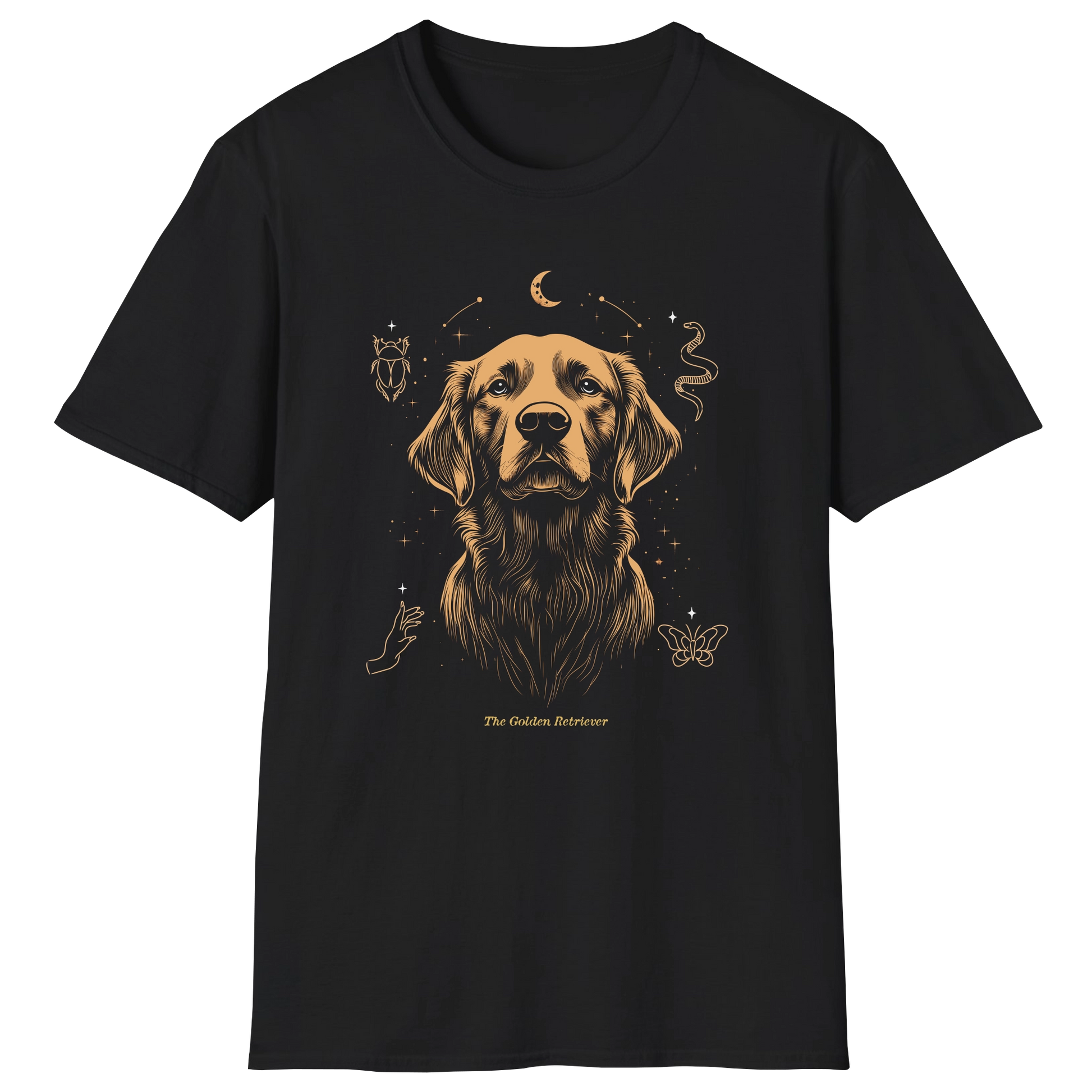 flatlay-golden_retriever-celestial_protector-t_shirt-black