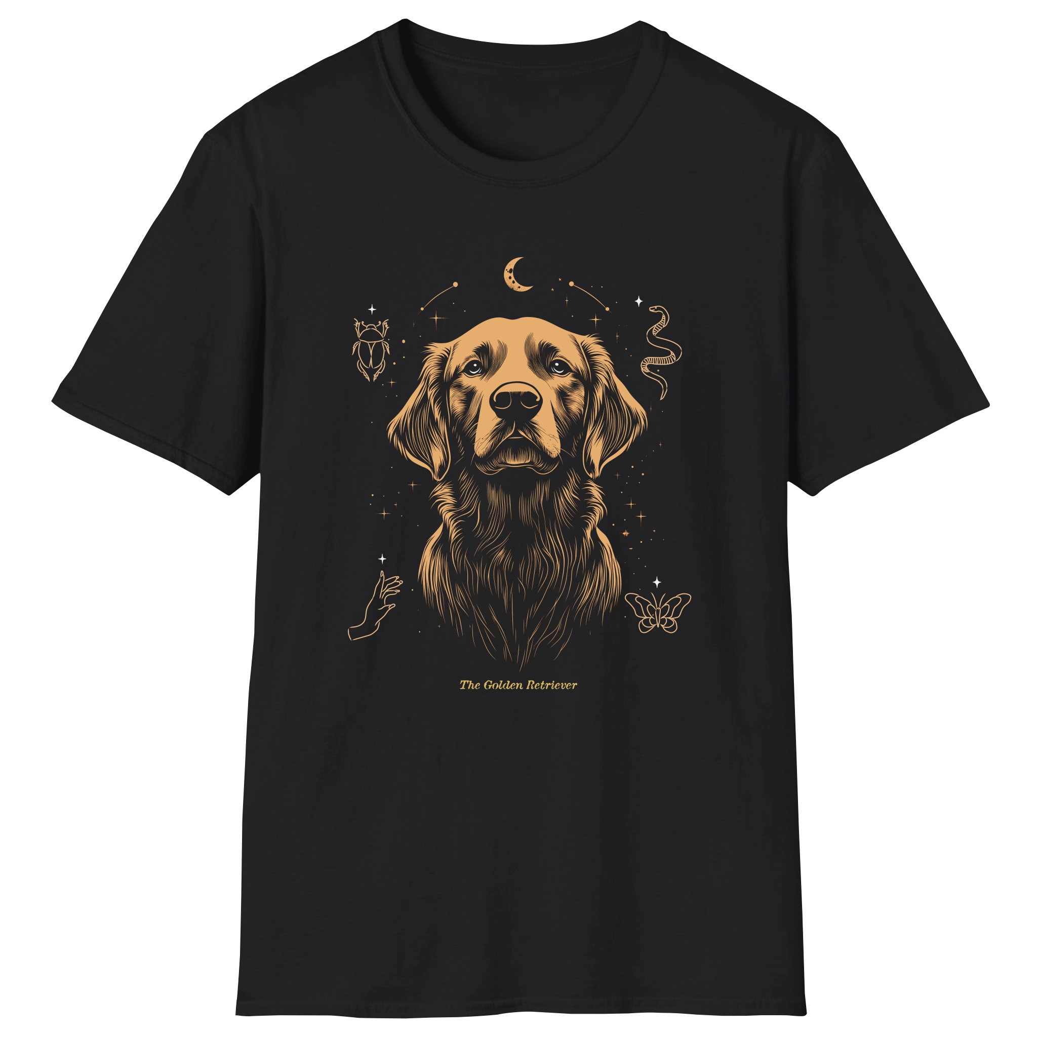 flatlay-golden_retriever-celestial_protector-t_shirt-black
