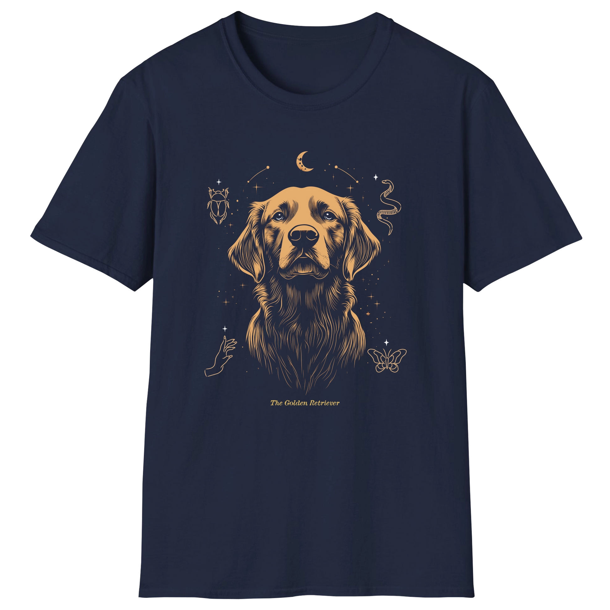 flatlay-golden_retriever-celestial_protector-t_shirt-navy