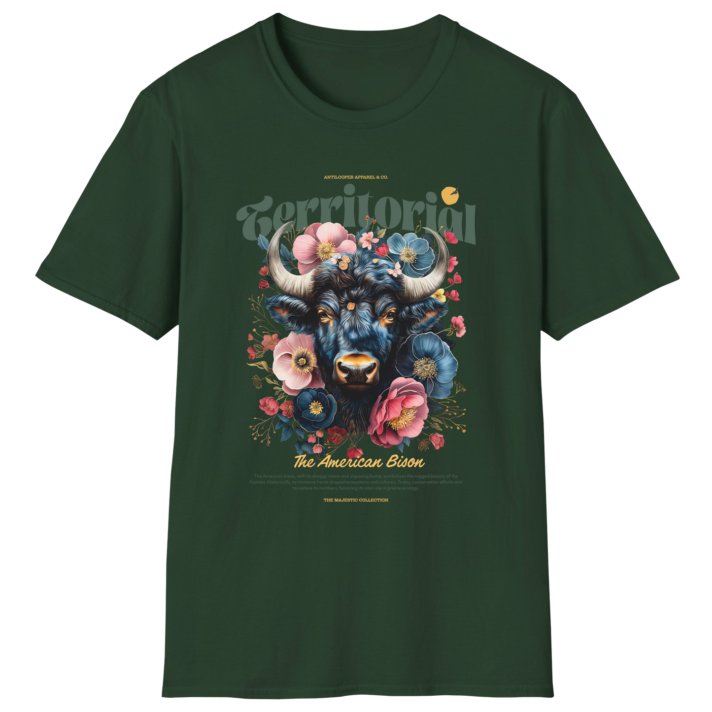 flatlay-majestic-american_bison-t_shirt-forest_green