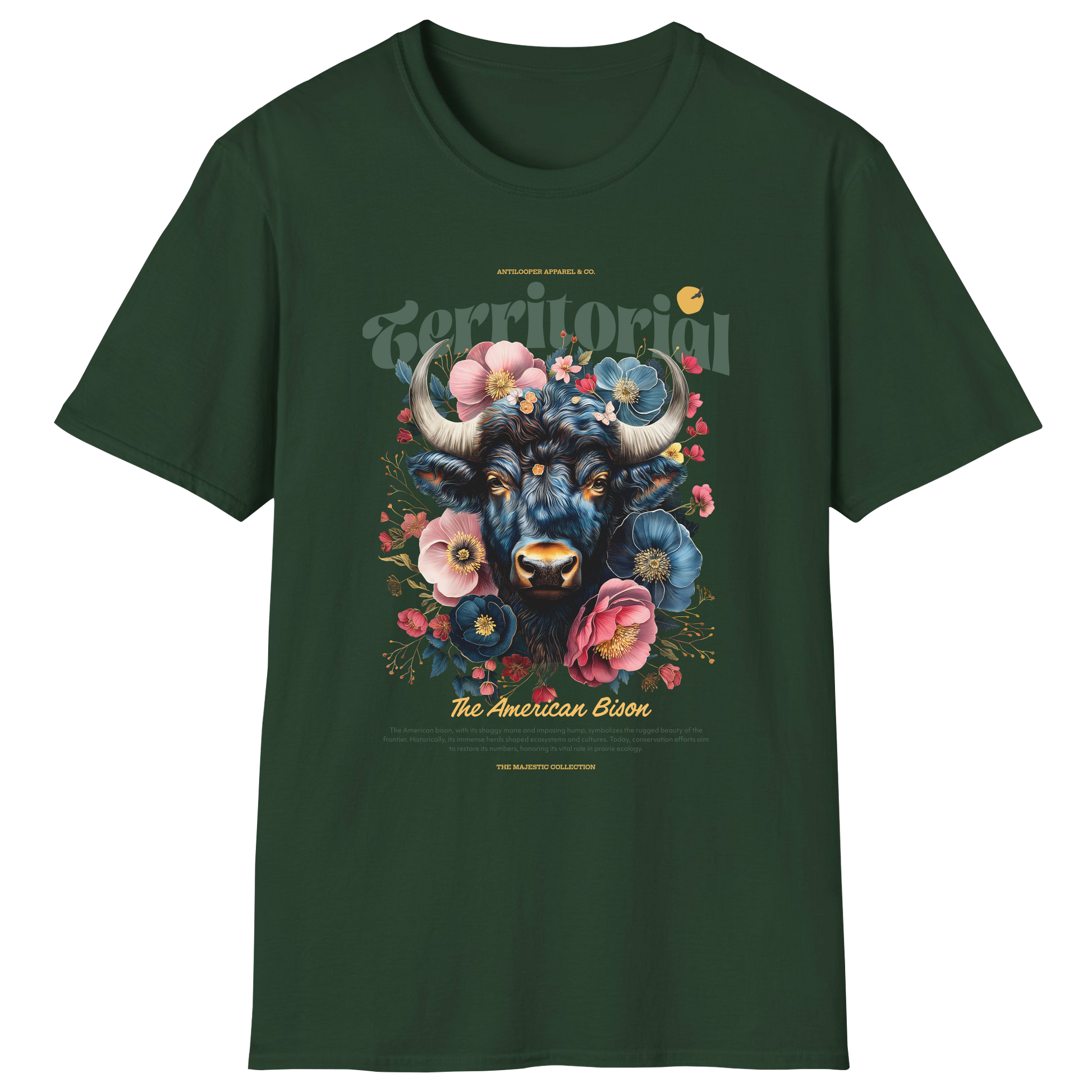 flatlay-majestic-american_bison-t_shirt-forest_green