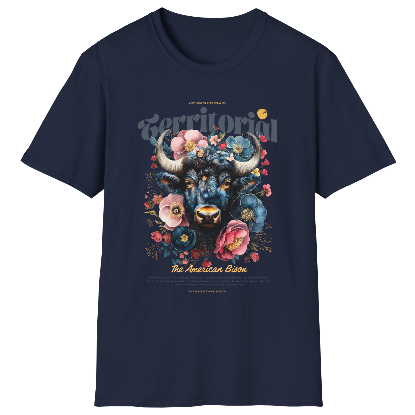 flatlay-majestic-american_bison-t_shirt-navy