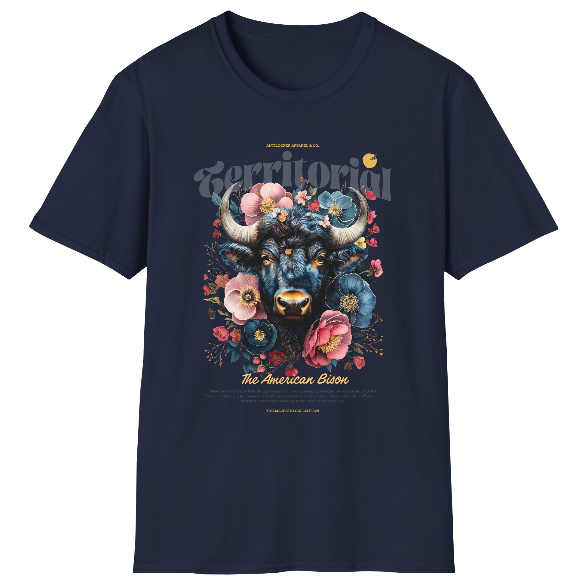flatlay-majestic-american_bison-t_shirt-navy