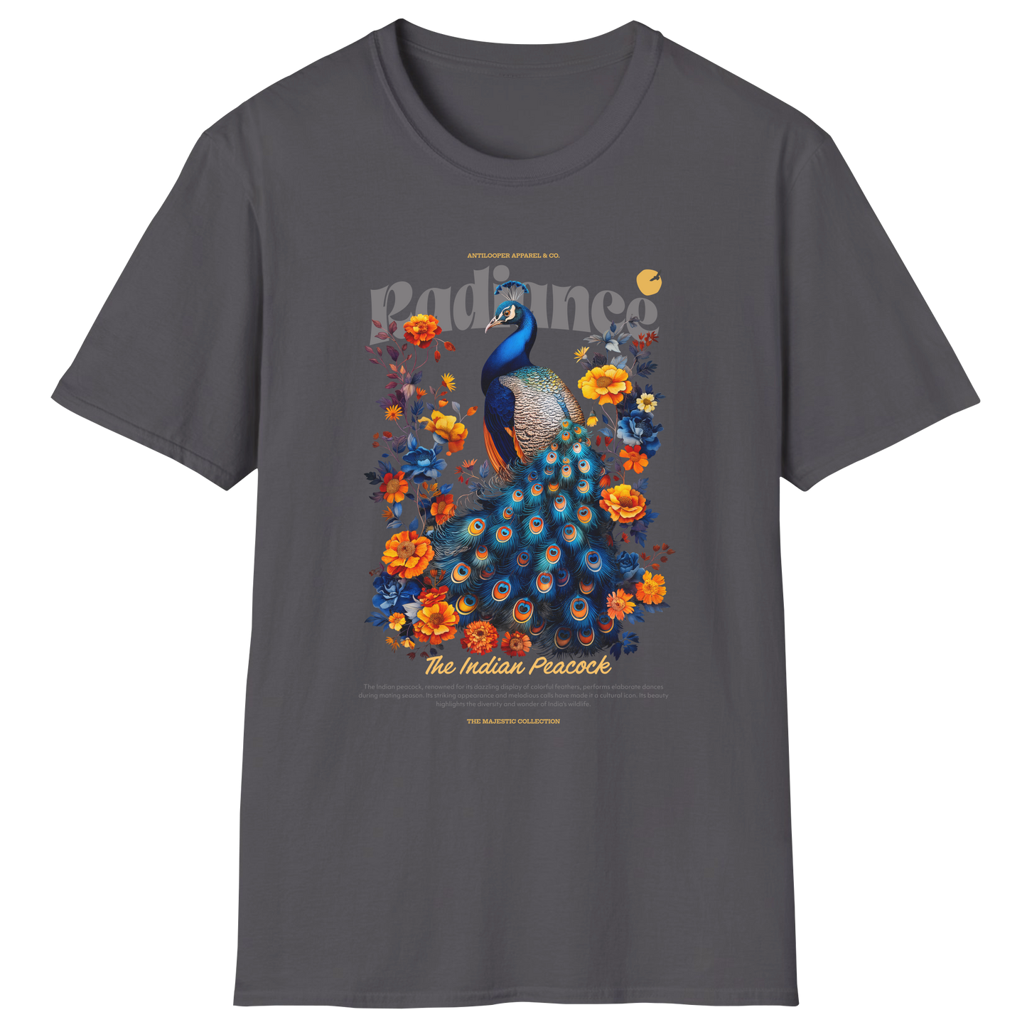 flatlay-majestic-indian_peacock-t_shirt-charcoal