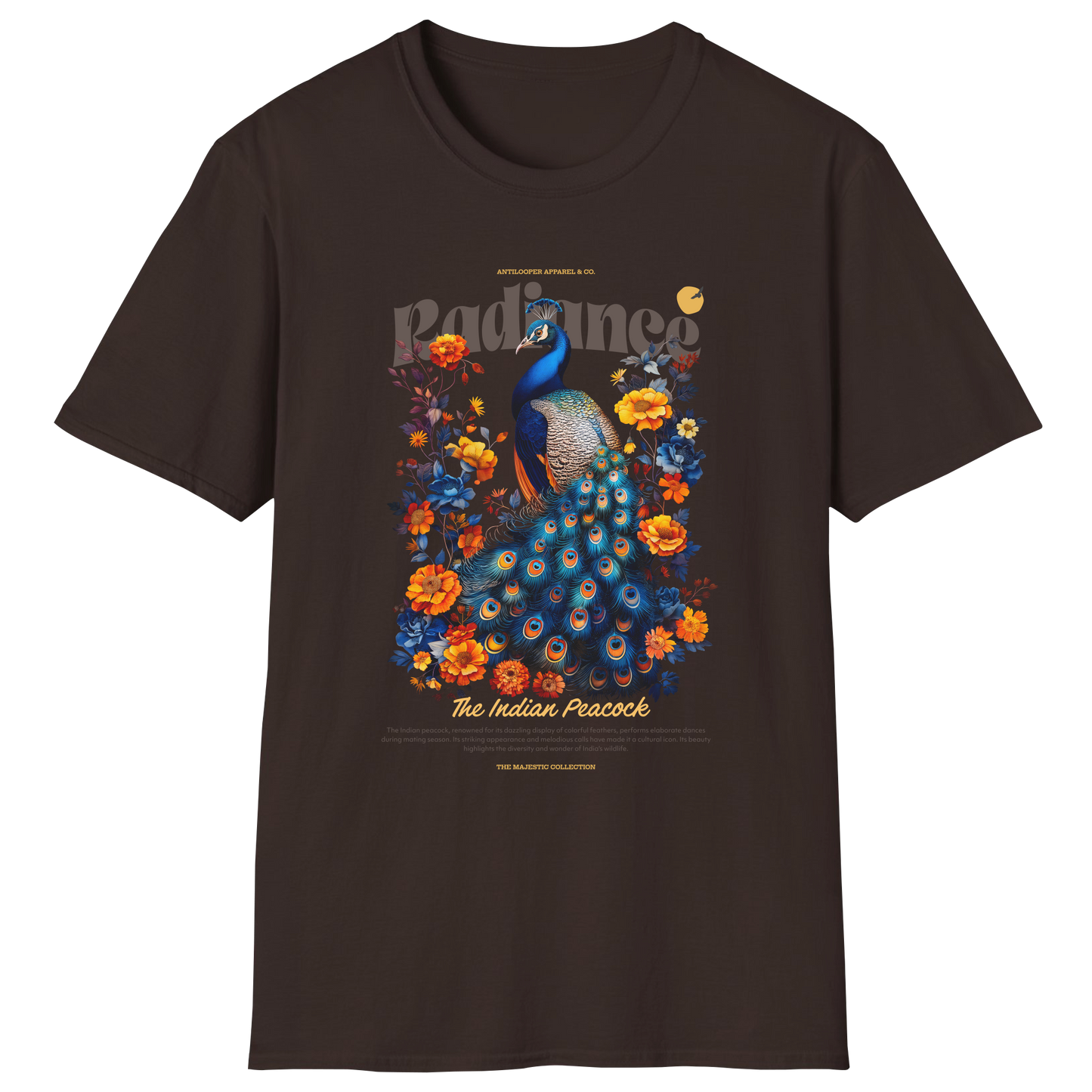 flatlay-majestic-indian_peacock-t_shirt-dark_chocolate