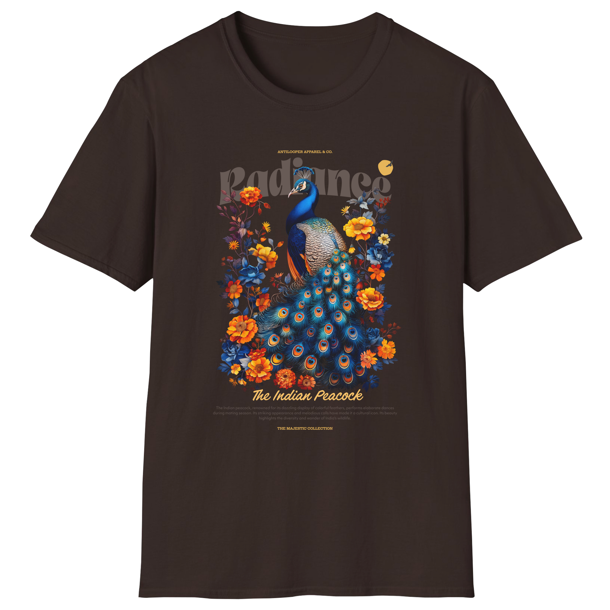 flatlay-majestic-indian_peacock-t_shirt-dark_chocolate